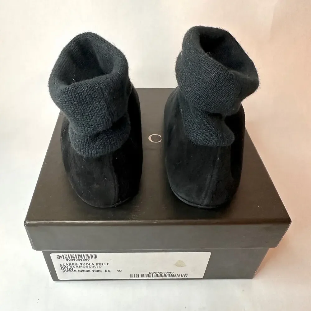 GUCCI Baby Black Suede Leather Sole Shoes | Size US 3.5 | UK 3 | EUR 19 | w/Box
